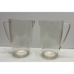 US Acrylic Pitcher Clear 64oz Made In USA Set of 2 Vintage *flaws